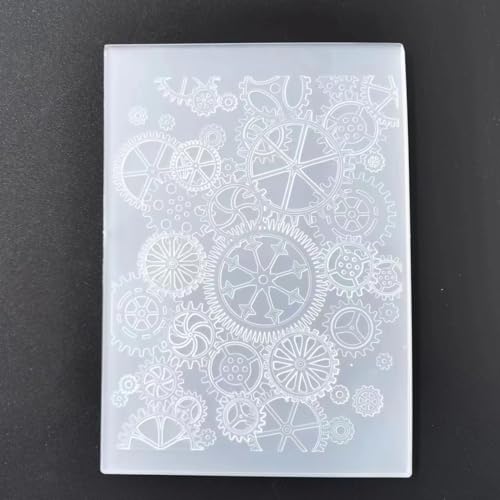 WooYangFun 3D Gear Embossing Folder for Card Making Floral DIY Plastic Scrapbooking Photo Album Card Paper DIY Craft Decoration Template Mold