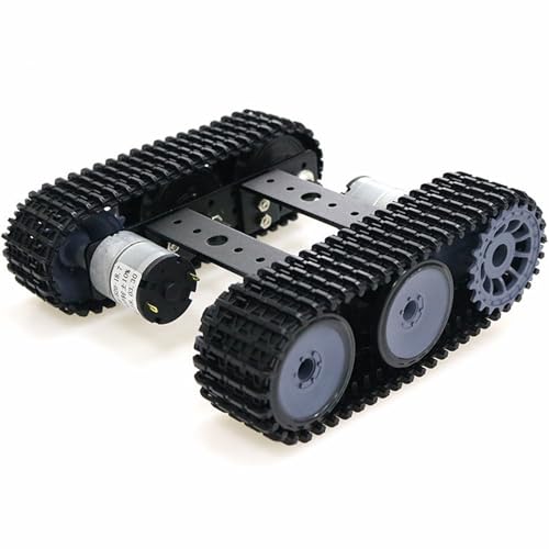Premium Robot Tracked Car Chassis Starter Kits, MiniTP100 Metal Smart Tank Robot Chassis Control Learning Kit with 2pcs Tracks for Arduino RaspberryPie MicroBit DIY Science Education Experiment, Black