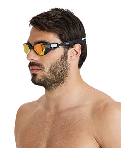 Arena Unisex Adult Cobra Tri Swimming Goggles For Triathlon And Fitness Swipe Anti-Fog Wide Vision Mirror Lens, Yellow Copper/Black #TOP4