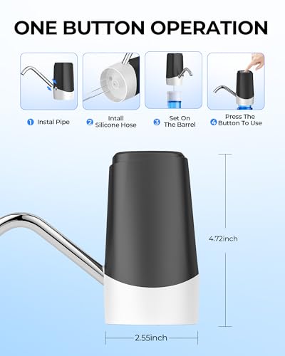 Cozycharm Water Dispenser Pump, USB Charging Automatic Drinking Water Pump for Mini Water Jug Dispenser Portable, Ideal for Home Kitchen Living Room Office Camping