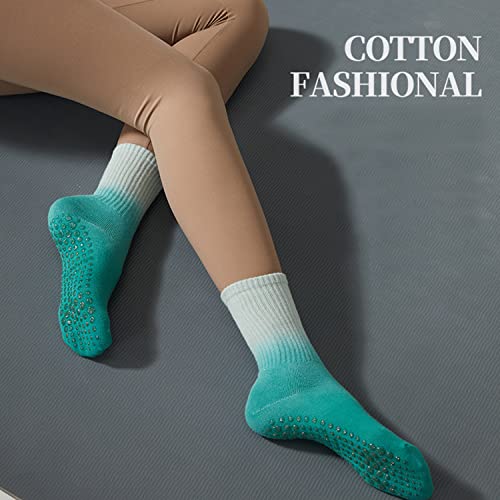 Xtbpqmx Women Long Yoga Pilates Socks With Grips Non Slip Tie Dye Grippy Socks For Barre Hospital Ballet Dance (Green) #TOP4