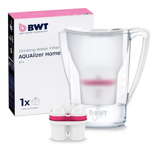 BWT AQUAlizer Home, 2.7 Liter, Water Mineralizer & Filtration Jug - Includes 1 Magnesium Enricher Cartridge, for Tea & Coffee Water, Prevents limescale, removes Lead & Chlorine, White