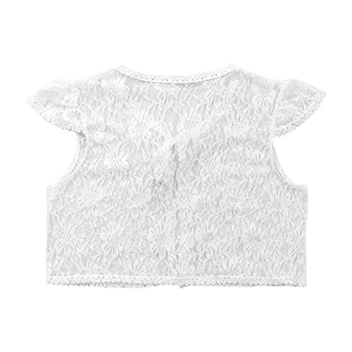 Little Girls Floral Lace Hollow Shrug Cardigan Tops Summer Casual Short Sleeve Bolero Dress Cover Up4