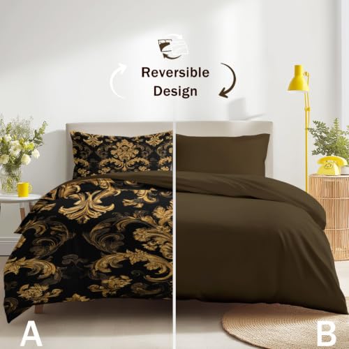 Parure de lit zippée noir lavable en machine pour lit simple - 3