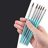 Sunfairy 6pcs/set Pure 100% Kolinsky Sable Acrylic Nail Brush Crimped Metal Round Handle Nail Stylin
