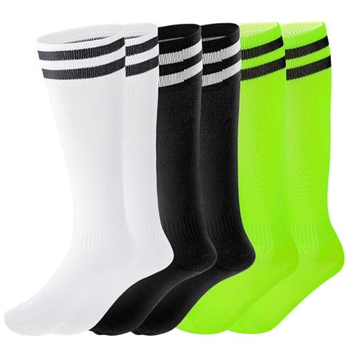 Image of 3 Pairs Kids Football Socks Boys Football Socks Kids Soccer Socks Knee High