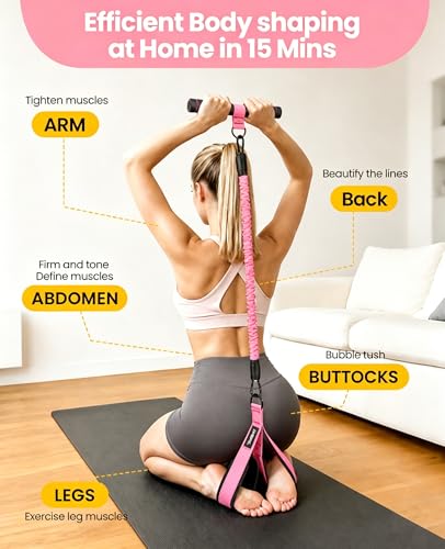 Image of Multifunctional Portable Pedal Resistance Band with Handle for Women - 3 Adjustable Tubes for Core(30 /40 /50LB), Abs, Arm & Leg Workouts | Home Gym Equipment