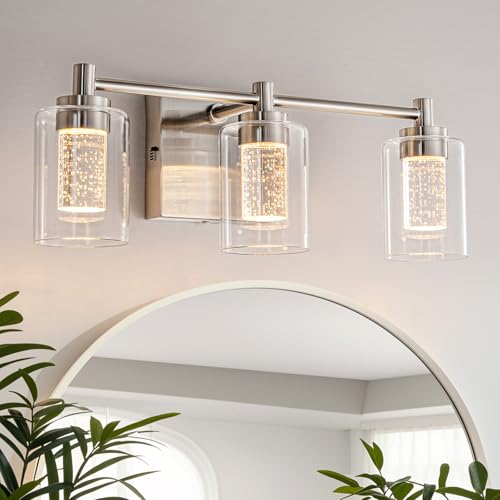 3-Light Brushed Nickel Vanity Light - Modern Bathroom Light Fixtures