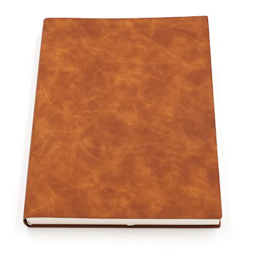 Grand carnet épais A4 en similicuir souple marron de haute qualité avec pages blanches