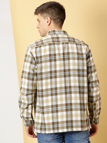 Image of Thomas Scott Men's | Checks | Full Sleeve | Regular Fit | 100% Cotton | Double Pocket | Spread Collar | Casual Shirt