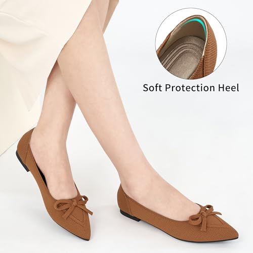 Image of Ablanczoom Ballet Flats Shoes for Women: Dressy Pointed Toe Bow Knit Flats Comfortable Slip On Work Business Casual Shoes