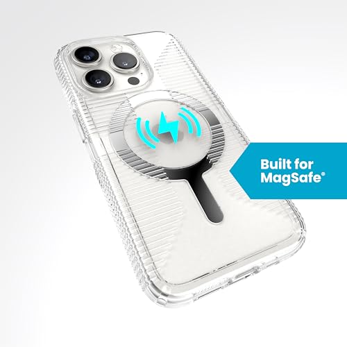 Image of Speck Clear iPhone 15 Pro Case - Slim, Built for MagSafe, Drop Protection Grip - Scratch Resistant, Anti-Yellowing, 6.1 Inch Phone Case - GemShell Grip Clear