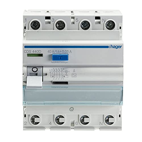 Hager Set 1x FI CDS440D 40a 0, 03 + 1x LS- Schalter 3- polig MBS316 + 5x LS- Schalter 1- polig MBS116 + 1x Phasenschiene 3- polig KDN363F-2