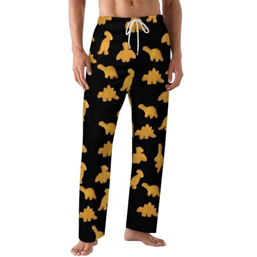 Cute Dinosaur Chicken Nuggets Pattern Men's Pajama Pants Sleep Bottoms Pants