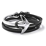 Ideal como regalo VIENTO Pulsera Curvada de Cuero (Black)