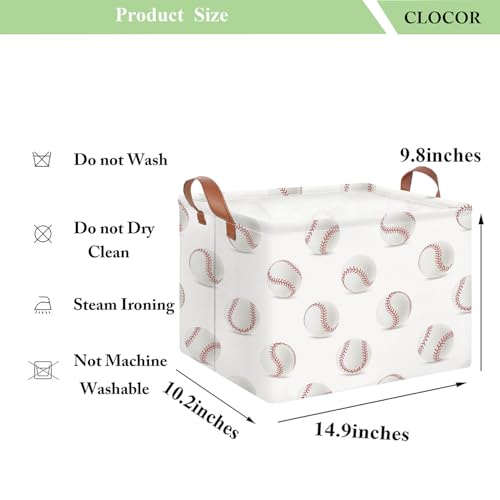 Image of CLOCOR Rectangular Storage Basket,Collapsible Fabric Storage Container,Gift Basket(Baseball)