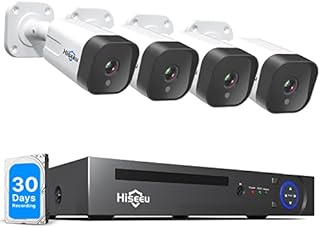 [2-Way Audio 16CH Expandable] Hiseeu 4K PoE Security Camera System,8 Ports PoE NVR with 4Pcs 5MP IP Security Camera for Outdoor, Waterproof,Face/Human Detection,1TB HDD,H.265+ Home Surveillance Kits