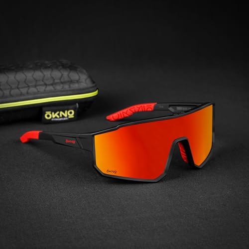 Image of OKNO Eyewearlabs Sunglasses For Men & Women | Polarized Sports Over-Sized Unilens Wrap-Around Branded Stylish Spectacles | 100% UV Protection Shades | Cricket Sports Cycling Driving Trekking & More