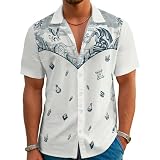 ABCPXY Mens Western Shirt Funny Dragon Medieval Fantasy Print RPG Board Game Short Sleeve Button Down Casual Party Top