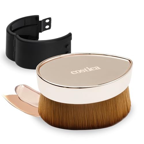 COSTICA Foundation Brush Foundation Makeup Brush, Flat Top Flawless Foundation Brush for Liquid Makeup, Kabuki Brush for Blending, Liquid, Cream or Flawless Powder with Portable Case(Black)