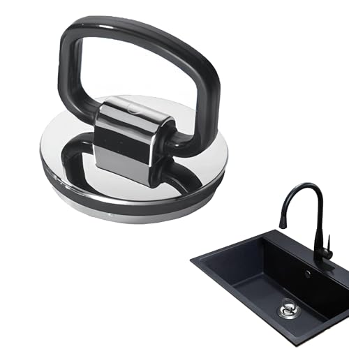 Chrome Bath Plug Replacement, 46mm Universal Kitchen Sink Plug With Handle, Polished ABS Plastic With Rubber Seal for Sinks, Bathtubs, Showers