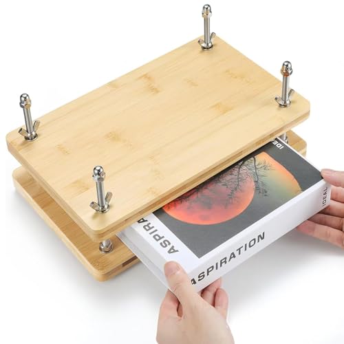 Prensa de livros de madeira, ferramenta de prensa de papel portátil, materiais de encadernação feito