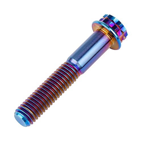 Image of Titanium Flange 12 Point Head M8 x15 20 25 30 35 40 45 50 55 60 65mm Screw Bolt Pack of 4 (M8x45mm, Burning Blue)