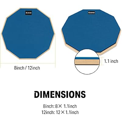 Donner Drum Practice Pad 8 Inches, Silent Practice Drum Pad 2-Sided With Drum Sticks - Blue