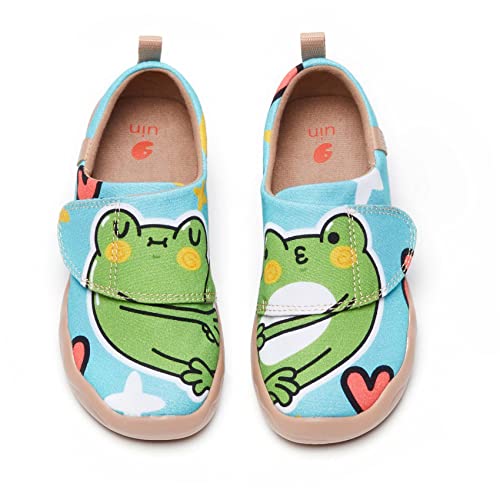 UIN Kid's Casual Slip-on Canvas Loafers Boys Girls Shoes Fashion Sneakers Funny Painted Travel Shoes Froggy Love (9C)