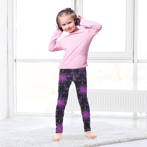 Girls' Athletic Leggings Ankle Length Yoga Dance Pants Kids Teen 4T Flower Vector Universe4