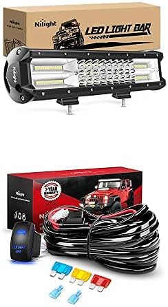 Nilight LED Light Bar 15Inch 216W Spot Flood Combo Led Off Road Lights with 12V 5Pin Rocker Switch 14AWG Wiring Harness Kit-1 Lead, 2 Years Warranty