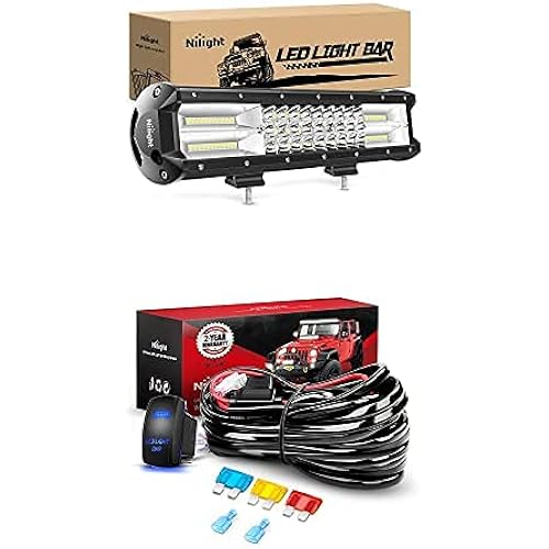 Nilight LED Light Bar 15Inch 216W Spot Flood Combo Led Off Road Lights with 12V 5Pin Rocker Switch 14AWG Wiring Harness Kit-1 Lead, 2 Years Warranty