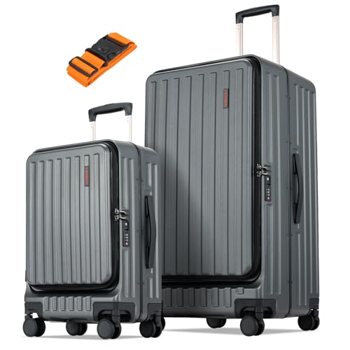 CENSIEN Luggage Sets, Top Opening Aluminum Frame 20" Carry On 29" Suitcase
