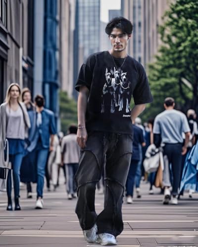Vamtac Oversized Washed Dog Graphic Tees Vintage Streetwear T-Shirt Casual Summer Tops Unisex