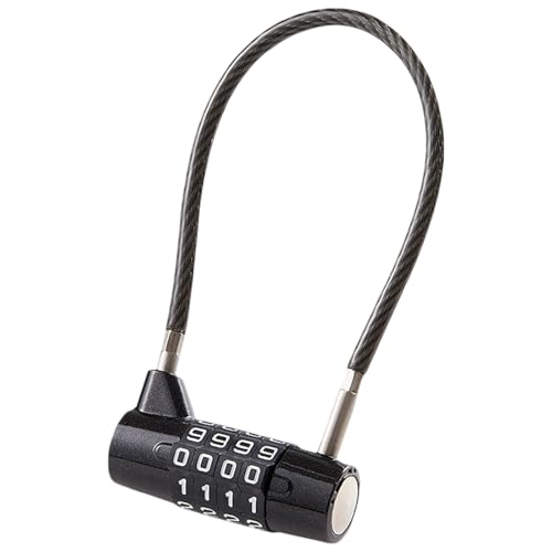 4-Digit Combination Padlock with Steel Cable, Secure Lock with Code, 3/16 Diameter 7 Length, Waterproof Resettable Padlock for Luggage Cabinets Gym Lockers Outdoor Sheds Pet Doors Small Fences