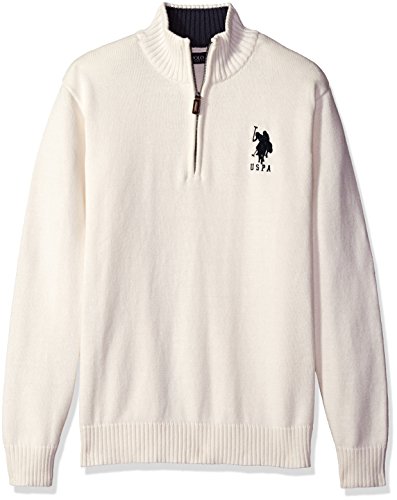 U.S. Polo Assn. Men's Solid 1/4 Zip with Stripe Detail at Neck