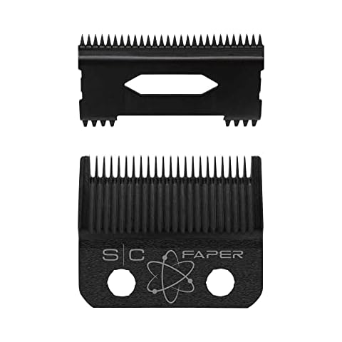 StyleCraft Replacement Fixed Black Diamond Carbon DLC Faper Hair Clipper Blade with Moving Black Diamond Carbon Slim Deep Tooth Cutter set Cover