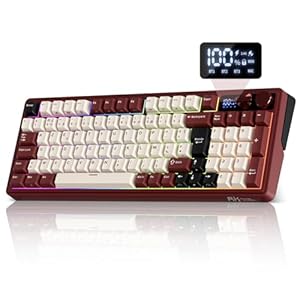 RK ROYAL KLUDGE M100 Clavier Gamer sans Fil AZERTY, Clavier Mécanique 96% avec Pavé Numérique, Écran et Boutons BT/2.4G/USB-C RGB 8000mAh Gasket Structure Touches PBT Hot-Swap Creamy Switches, Rouge