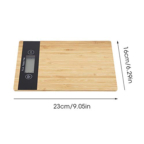 Huangxing - Bamboo Digital Kitchen Scales, Rectangular Shape Designed Accuracy Up To +/- 1G Digital Kitchen Scales Small 5 Kg Maximum Weight Kitchen Scales Gram Digital With Lcd Display Auto-Off #TOP6