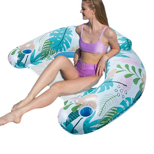 Silla flotante para piscina hinchable | Silla flotante para piscina | de malla con portavasos | de agua para una sola capa, tamaño grande