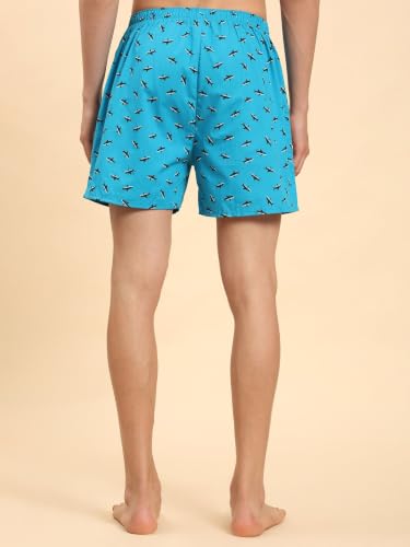 Image of B STORIES Bstories Men's Cotton Printed Boxer Shorts | Soft & Breathable Woven Cotton | Elastic Waist | Regular Fit | Comfortable Lounge & Sleepwear