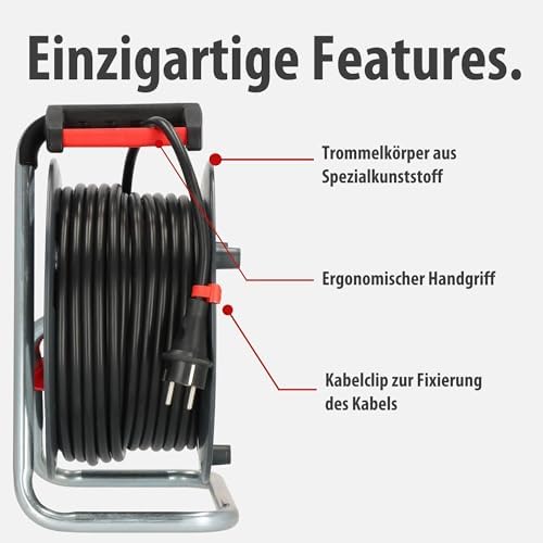 Bild 3 - Brennenstuhl Garant V2 Kabeltrommel 50m Kabel (Made in Germany, 4 Schutzkontakt-Steckdosen, Überhitzungsschutz, Trommelkörper aus Spezialkunststoff)