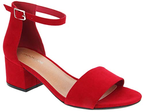 Image of LONDON FOG Women's Nikki Low Two Piece Block Heel Dress Shoe Ladies Ankle Strap Pump Sandal