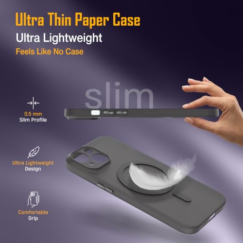 Image of ZAP CASE Paper Thin Case for iPhone 15 | Ultra-Slim 0.5 mm Back Cover | Metal Buttons | Lightweight | Matte Finish | Anti-Fingerprint | Scratch Resistant | Camera Protection | Magsafe | Black