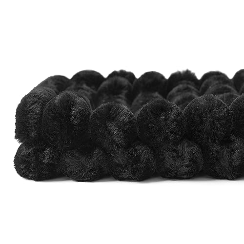 MIULEE Set of 2 Plush Velvet Cushion Covers Soft Modern Faux Fur Pillow Case Comfortable Smooth Washable Home Decorative Pillow Covers for Living Room Bedroom Sofa 50 x 50cm 20 x 20 Inch Black - Image 3