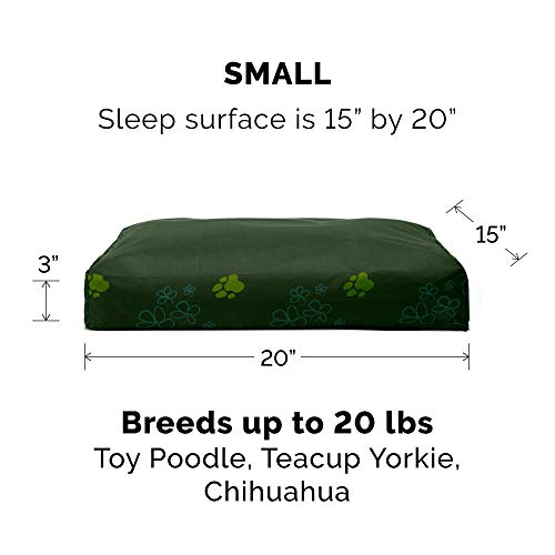 Image of Furhaven Water-Resistant Pillow Dog Bed for Small Dogs w / Removable Washable Cover - Indoor & Outdoor Garden Print Mattress - Jungle Green, Small