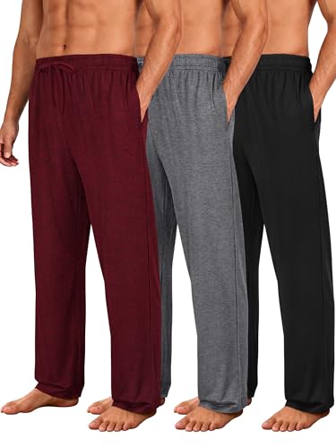 Wenouy Mens Pajama Pants (3 Pack) - Ultra Soft Comfy Loungewear Sleepwear