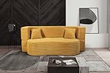 MyFoam Schaum-Sofa 3-Sitzer 200 cm mit Schlaffunktion, Abnehmbarer Bezug, modern & bequem (Gelb)