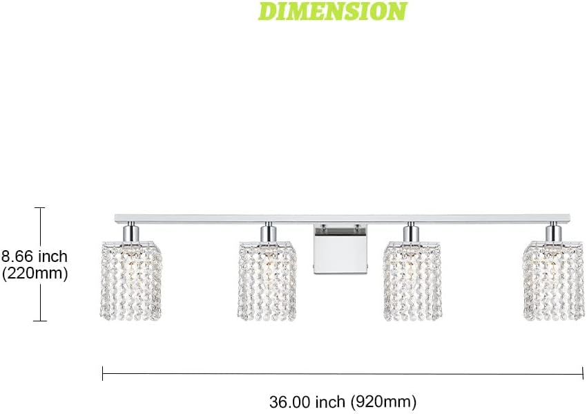 Best Deal 🛒 BONLICHT 4 Light Bathroom Light Fixtures Sconces Wall Lighting Chrome with K9 Clear Crystal Shade, Modern Crystal Vanity Lights Porch Light for Kitchen Bedroom Foyer Workshop Review BONLICHT 4 Light Bathroom Light Fixtures Sconces Wall Lighting Chrome with K9 Clear Crystal Shade, Modern Crystal Vanity Lights Porch Light for Kitchen Bedroom Foyer Workshop