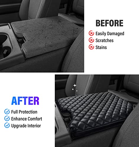 Sinvanho Thickened Center Console Armrest Cover For Ford F150 F250 F350 F450 2015-2022 Accessories, Pu Leather Middle Console Protective Cover, Arm Rest Box Lid Cushion, Only With 40/20/40 Jump Seat #TOP5